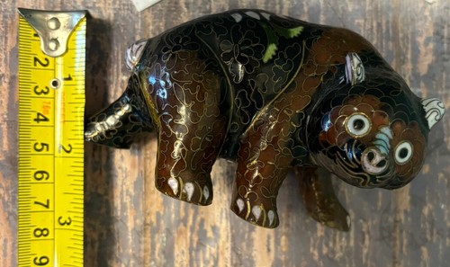 Vintage Brown And Floral Cloisonné Bear Figurine - Bild 5 von 6