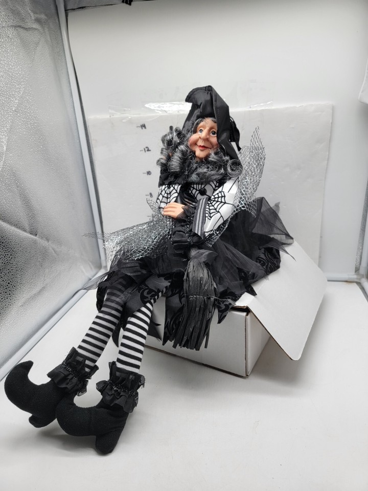 Broomstick Blvd Halloween Embellished Witch Shelf Sitter Black & Silver eBay