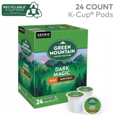 Green Mountain Coffee Dark Magic Decaf, Keurig K-Cup Pod, Dark Roast, 24 Count