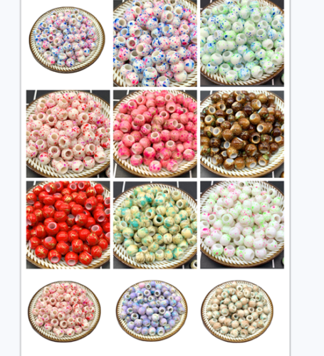 200pcs 10mm acrylic large hole loose beads Jewelry Accessories crafts - Picture 2 of 26