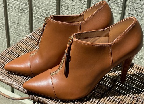 New Michael Kors Andi LT Brown Leather Booties Boots Size 10 / 41 $165 - Picture 4 of 9