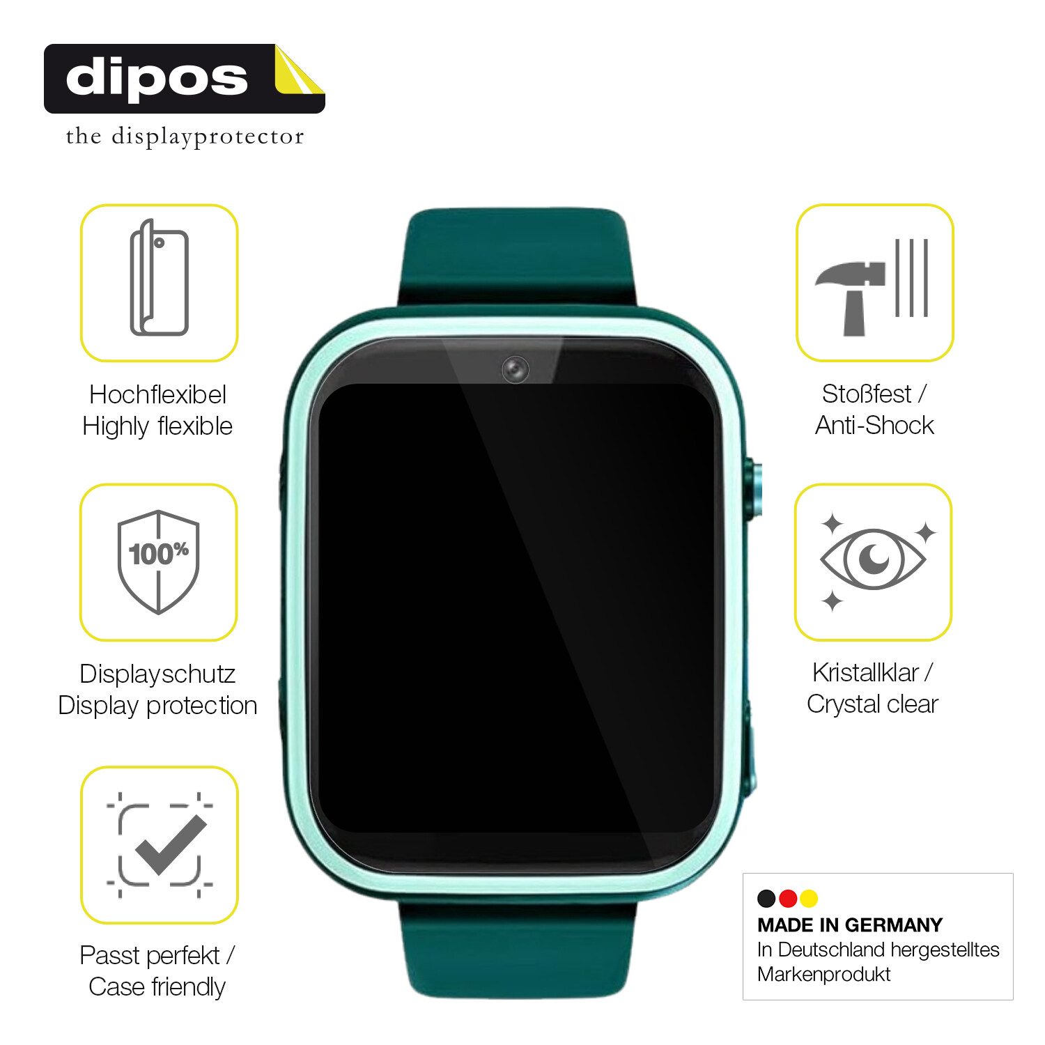 2x protective film for Okyuk T45 smartwatch Kinder, 100% coating,