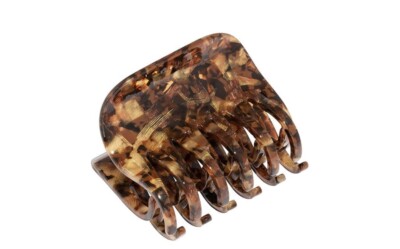 NWT FRANCE LUXE Hair DOUBLE TOOTH JAW Claw Clip Brown Pavlova $68