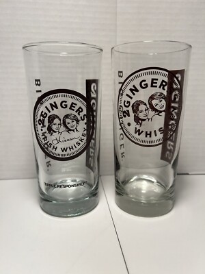2 Different 2 GINGERS IRISH WHISKEY 6'' Tall Tumbler Drinking Glasses ZZ
