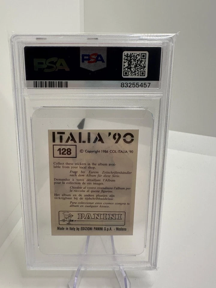 Diego Maradona 1990 #128 Panini Fifa World Cup Italia 90 PSA 7 NM - Imagen 2 de 2