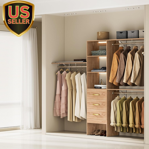 8Ft Closet System with Drawers, 96Inch Customizable Organizers and Storage Sy... - Picture 2 of 7