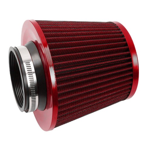 3" 76mm High Flow Inlet Cold Air Intake Cone Replacement Dry Air Filter Red - Picture 10 of 11