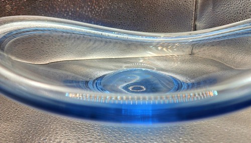 Per Lutken Holmegaard Denmark ice blue freeform bowl convex domed center signed - Picture 10 of 24