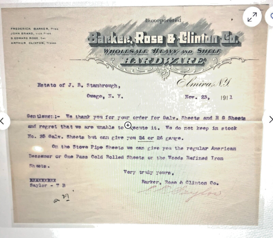 18981928 Charge Coin Tag BARKER ROSE & CLINTON HARDWARE; Elmira NY; Owner 111 eBay