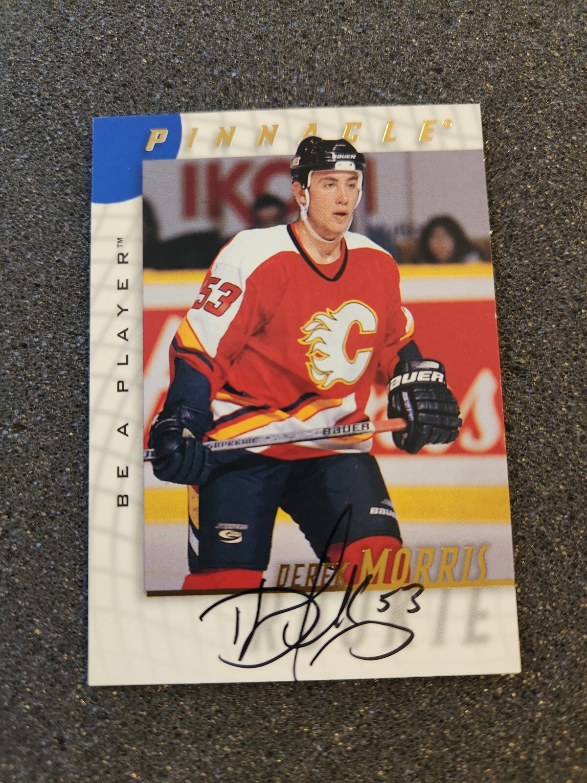 Derek Morris AUTOGRAPH Calgary Flames 1997-98 Pinnacle Be A Player On Card AUTO