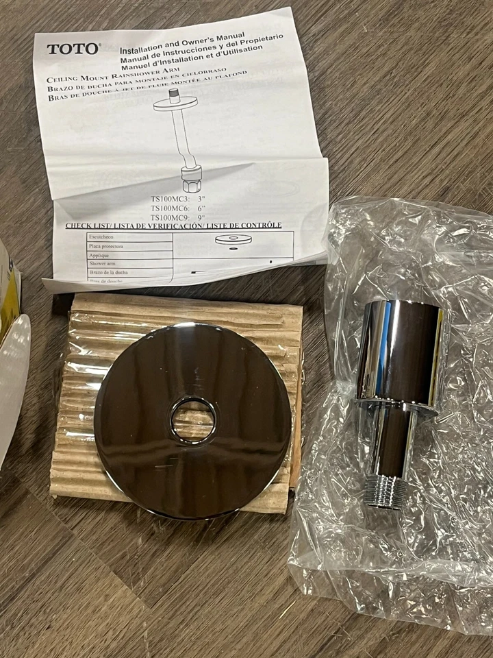 Brazo de ducha de lluvia de montaje en techo TOTO TS100MC3 3 es 3" de largo cromado #43038 P22 Foto 3 de 4