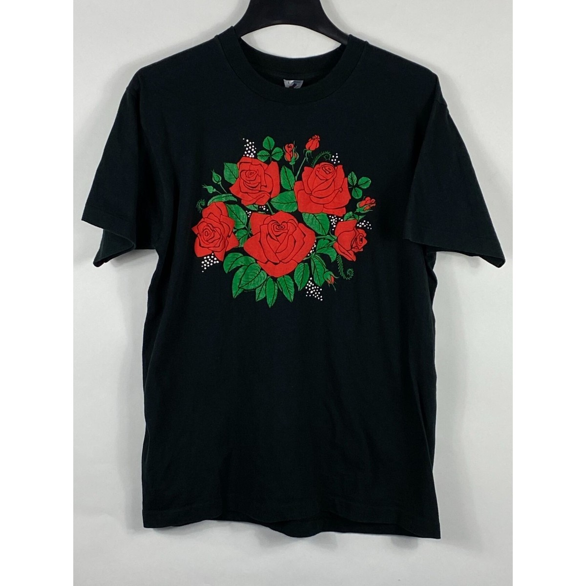 Vintage Fruit Of The Loom Roses Graphic Tee Shirt Black L Vintage Fruit Of The Loom Roses Graphic Tee Shirt Black L