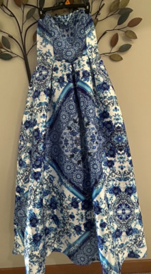 JC Penny Dress Blue Print Speachless Collection size 15 NWT