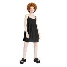 Wild Fable Women XXS Black Sleeveless Spaghetti Strap Woven Babydoll Mini Dress