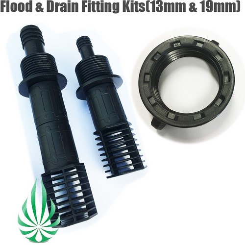 Flood Drain Tray System Flow Fitting Kit 13MM & 19MM Outlet Screens Extensions - Picture 2 of 3