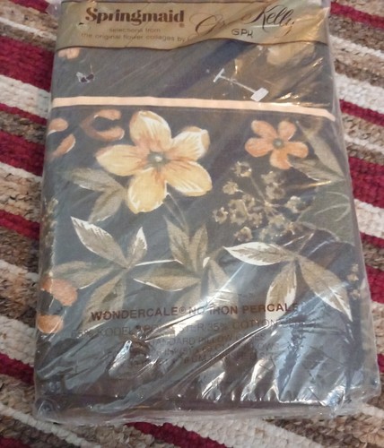 New Vtg SPRINGMAID GRACE KELLY Brown OLIVIA Wild Floral Sheet + Pillowcases Set - Picture 3 of 18