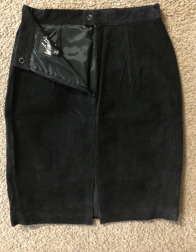 🌹Winlit Vintage Suede Leather Skirt Sz Juniors 7/8 🌹High Waist & Slit🌹 - Picture 4 of 9