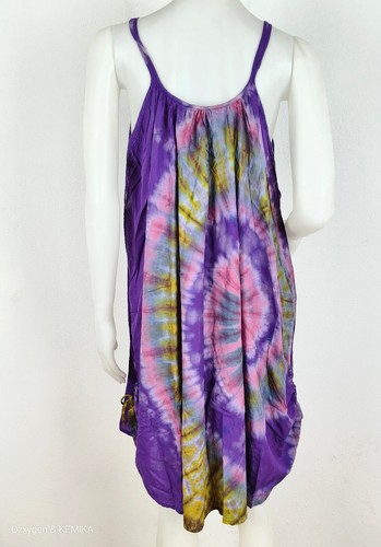 Ladies Tie Dye Double Straps Dress Spiral Sundress Bohemian Peasant Plus Size DB - Picture 57 of 149
