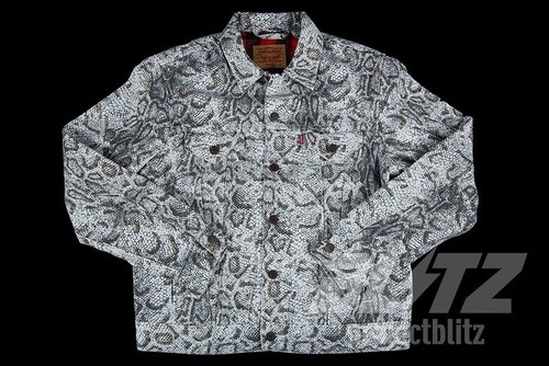 FW17 SUPREME LEVI'S SNAKESKIN TRUCKER JACKET WHITE DENIM LEVIS SIZE S SMALL 2017 - Picture 2 of 3