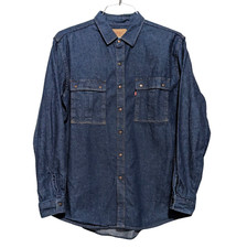 Vintage 80s Levi's Denim Western Snap Button Shirt Mens XL Rancher Cowboy Rodeo