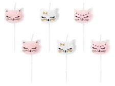 Cat Birthday Candles, Cake Toppers, Set of 6