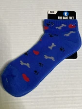 For Bare Feet Dog Bone Ankle Socks Blue Red Gray