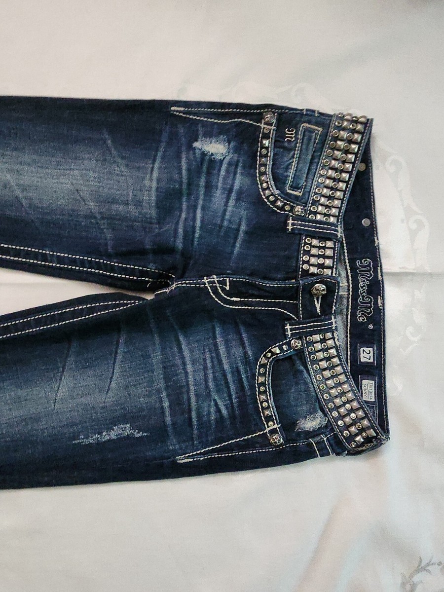 Miss Me Rhinestone Studded Jean's Size 27 Jp513054 Skinny Women's
