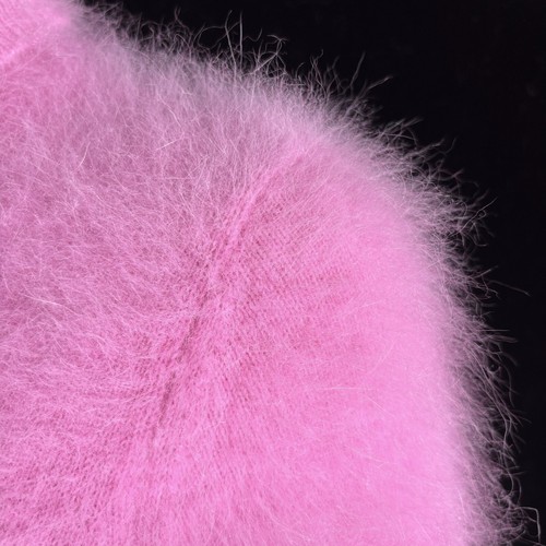 Maglione girocollo manica corta rosa 80% angora fuzzy vintage 32 nel busto - Foto 7 di 10