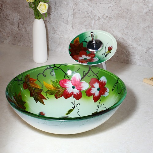 Juego combinado de fregaderos de lavabo y grifo mezclador de latón redondo para baño de EE. UU. - Imagen 4 de 12