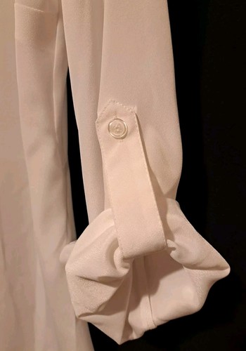 Katherine Barclay ButtonUp Top Woman Medium White Black Chiffon Lace Long Sleeve - Picture 8 of 14