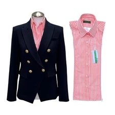 NWT Brunne DICKEY Compatible with Veronica Beard Blazer Button Down Shirt 00-14