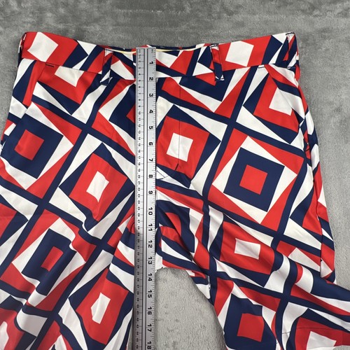 Short Loudmouth homme taille 34 géométrique golf rouge blanc bleu performance stretch - Photo 4/7