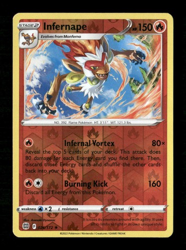 Holograma inverso Infernape raro SWSH09: Brilliant Stars 026/172 LP Pokemon LP - Imagen 1 de 2