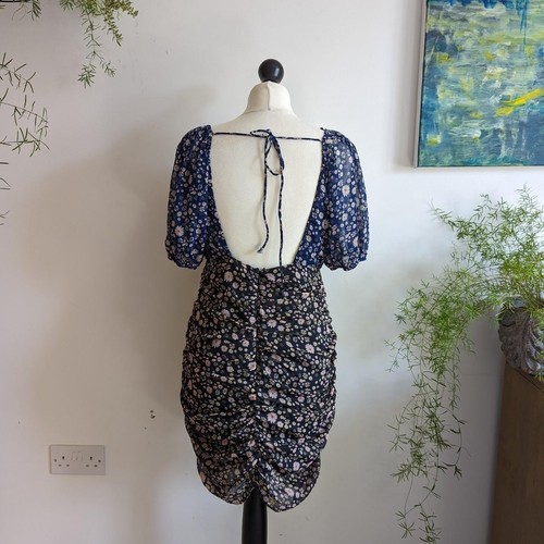 NUOVO Free people mini abito blu floreale manica 3/4 taglia S - Foto 5 di 8