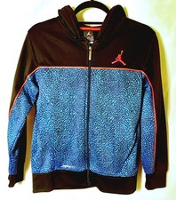 Air Jordan Therma Fit Hoodie Youth L 12-13 Black Blue Elephant Print Full Zip