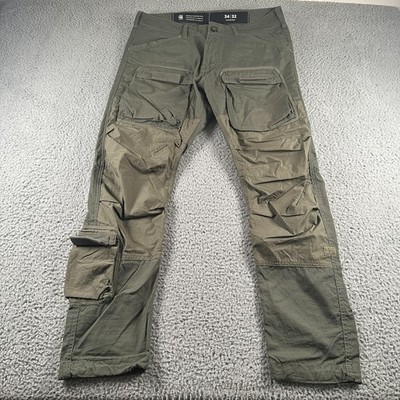 G-Star RAW Cargo Pants Mens 34x32 Green 3D Straight Tapered Utility Canvas