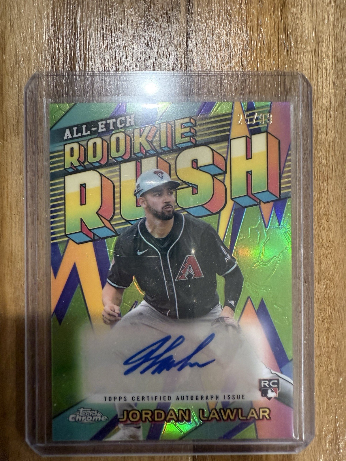 2024 Topps Chrome Update Jordan Lawlar All-Etch Rookie Rush Green Auto RC /99