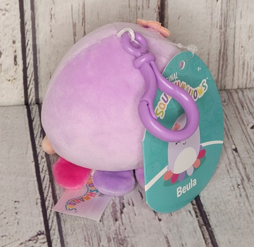 3,5 Zoll Neu mit Etikett Squishmallows "Beula" lila Oktopus Plüsch Clip Schlüsselanhänger Mini - Bild 2 von 3