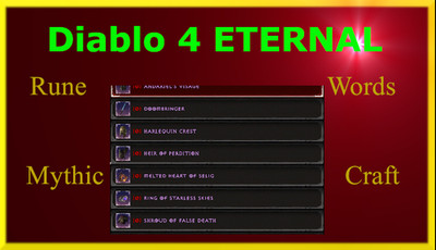 Diablo 4 EWIG ETERNAL-NON SEASON RUNEWORDS 6/6/6 Shako Shroud Ring Mythic D4 SC