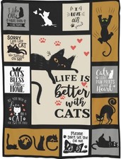 Cat Blanket, Funny Cat Gifts for Cat Lovers, Cat Memorial Gifts, Cat Lover Z10