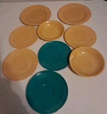 Vintage Hazel Atlas Children's Dishes Little Hostess Saucers Plates Bowls 9 Pcs