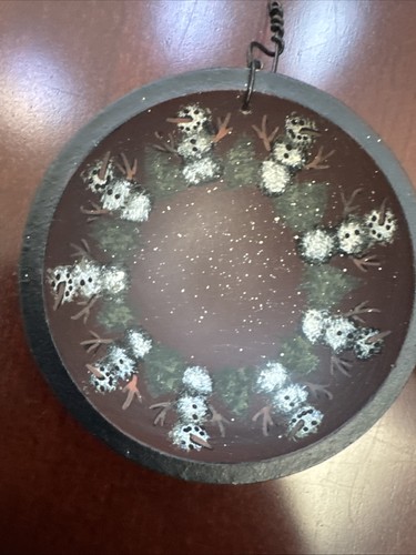 3 Snowman Unique Wood Ornaments Bowl Shaped Hand Painted Christmas - Picture 3 of 11