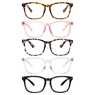 5 Pack Blue Light Blocking Reading Glasses,Spring Hinge Computer Readers for ...
