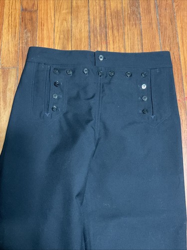 VINTAGE DSCP Omega US Navy Mens 36L Black Wool Sailor Pant Uniform Skipjack - Picture 2 of 5