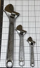 3PC DIAMOND Tool & HORSESHOE CO. Adjustable Wrench Lot 4" ,8", 10" Duluth MN