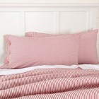 Farmhouse Ticking Stripe Red King Sham, 21" L x 37" W, Bed Pillow Cover
