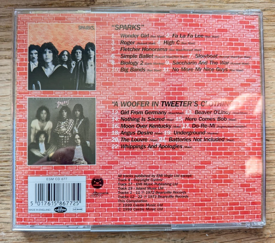 Sparks - Sparks/A Woofer In Tweeter's Clothing CD Castle Music 1999 - image 2 of 3