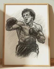 ROCKY BALBOA DRAWING PRINT PORTRAIT SKETCH 8" x 10" ROCKY BALBOA PRINT WALL ART