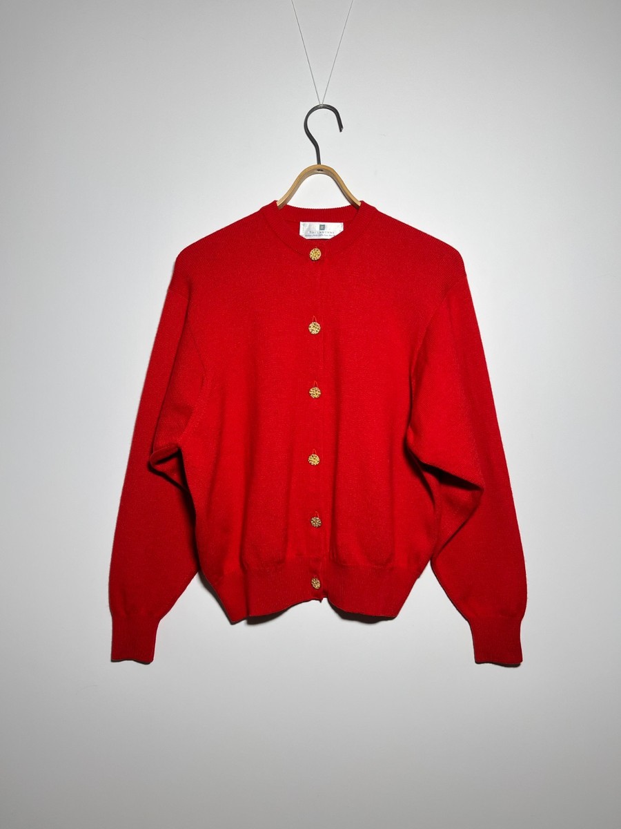 希少　春先　Ballantyne vintage ニット 赤　80s Ballantyne Made in Scotland Vintage Merino Wool Red Cardigan