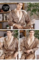 Men's summer bath Robe Long Dressing Gown Kimono Bathrobe Luxury Loungewear